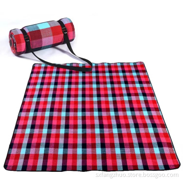 extra large leather strap folding throw picnic blanket